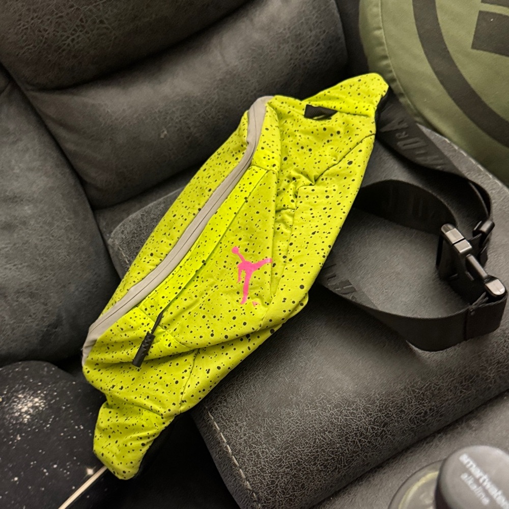 Neon Yellow Waist Bag with Pink Logo